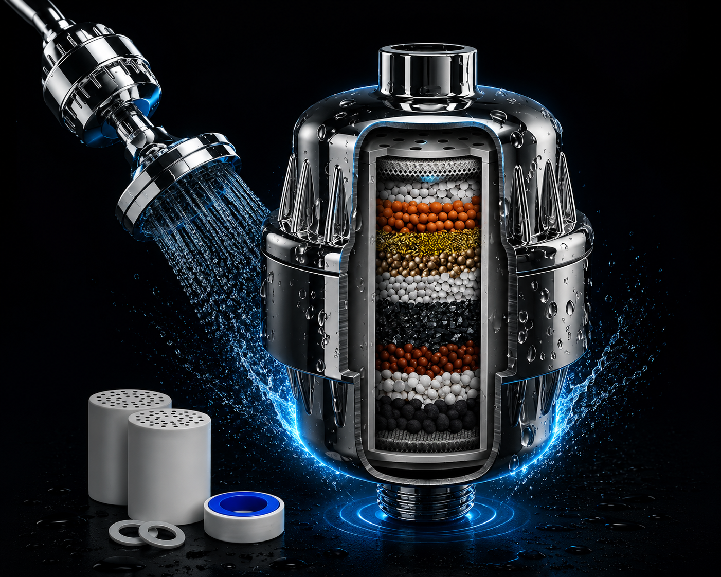 Shower Filter for Chlorine, Fluoride & Heavy Metal Removal