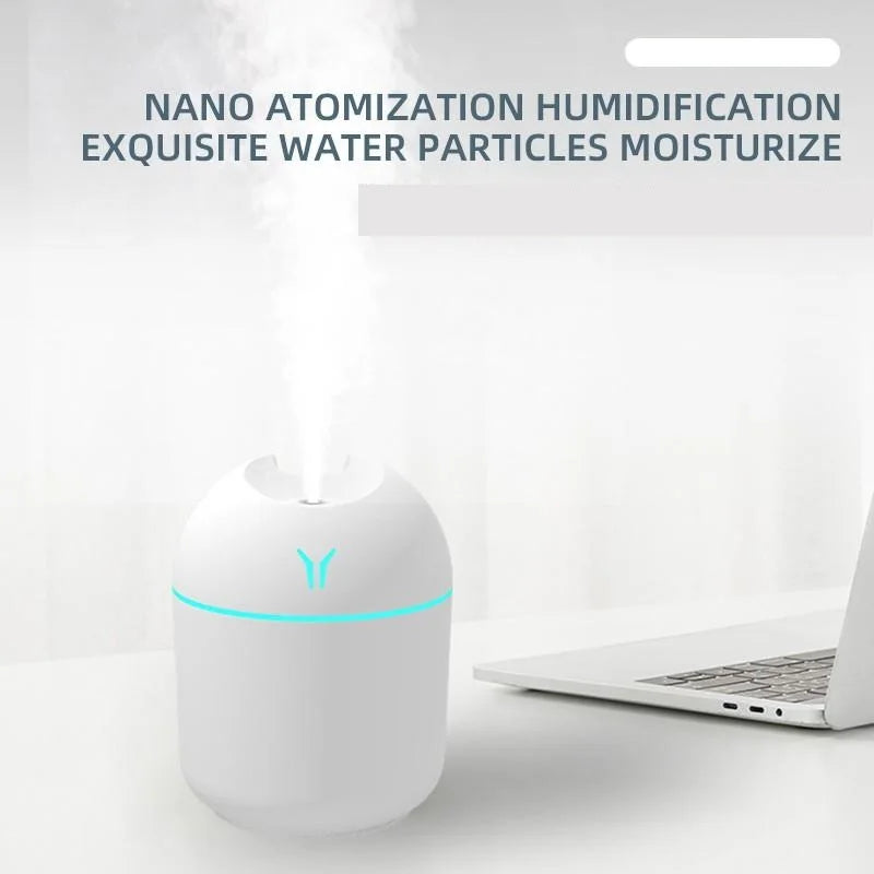 USB Mini Humidifier & Aroma Diffuser – 250ml with LED Night Light