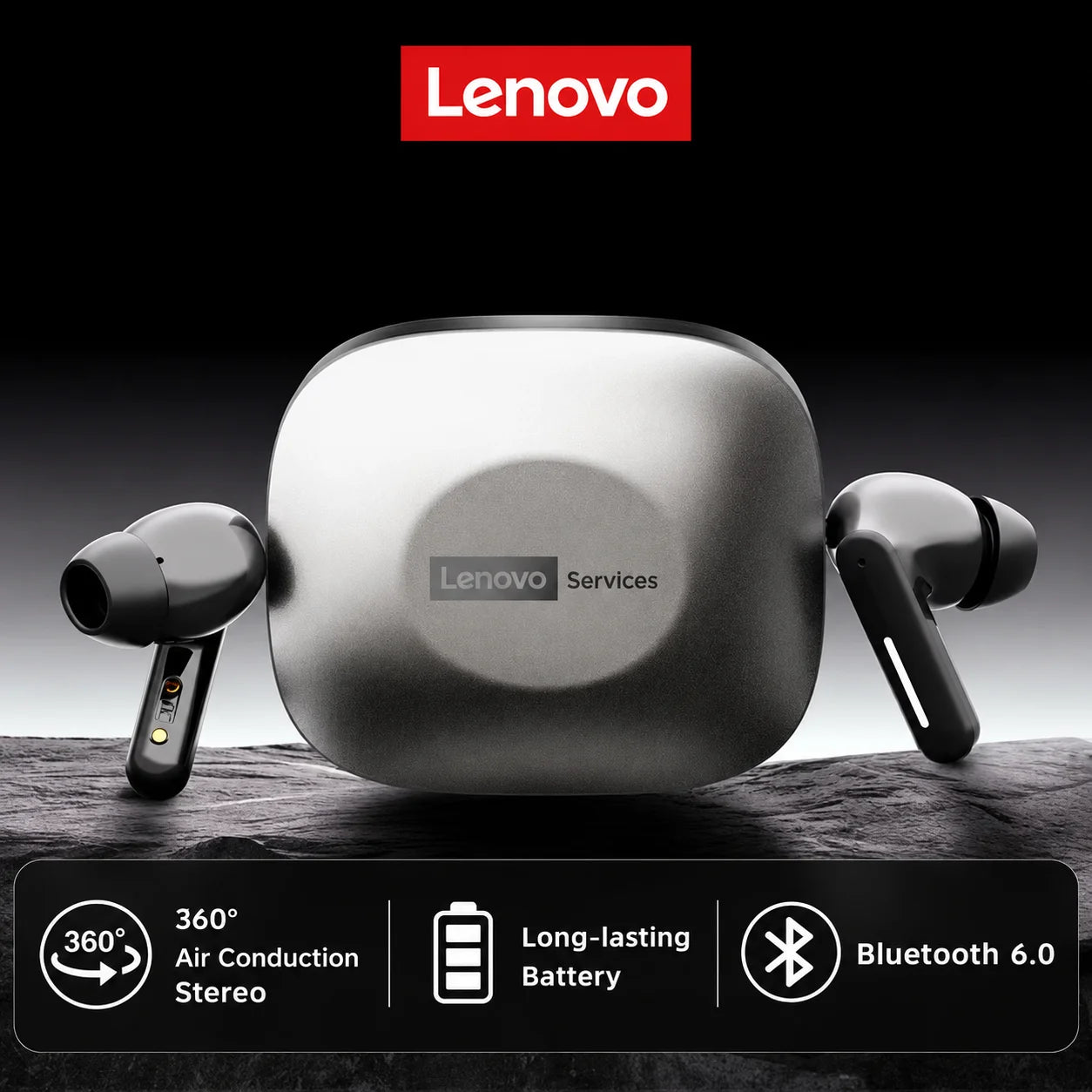 New Lenovo LE209 Wireless Bluetooth Earphone Business Music Bluetooth Headphone HD Call with Mic 30H Battery Life