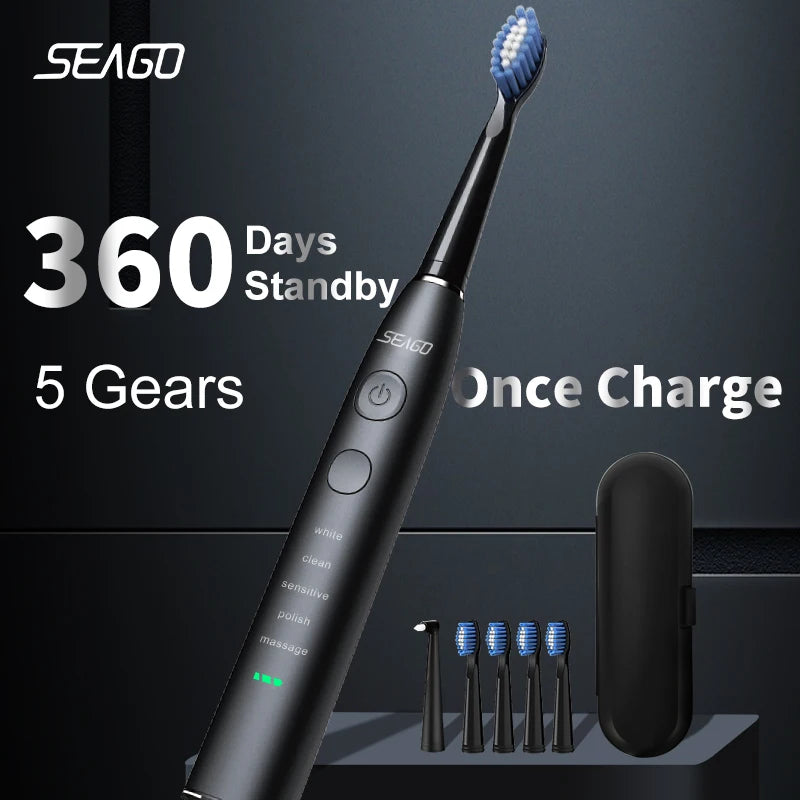 Seago Electric Toothbrush SG-575 – 360-Day Battery, IPX7 Waterproof
