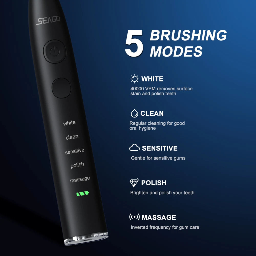 Seago Electric Toothbrush SG-575 – 360-Day Battery, IPX7 Waterproof