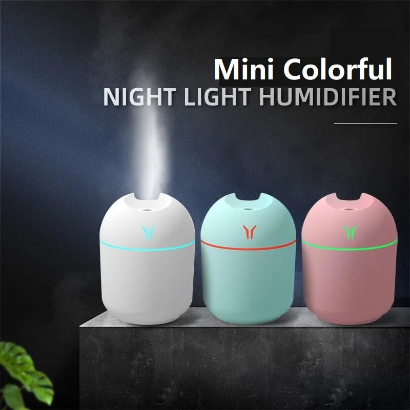 USB Mini Humidifier & Aroma Diffuser – 250ml with LED Night Light