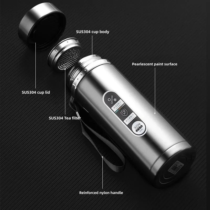 SoftAura Insulated Thermos Bottle – LED Temperature Display | 500ml & 1L