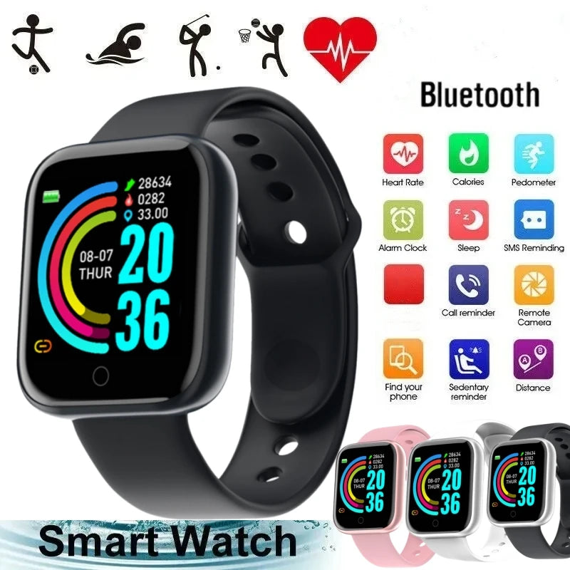 Y68 Smart Watch – Fitness Tracker with Heart Rate Monitor for Men & Women