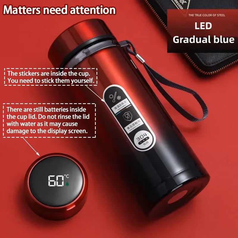 SoftAura Insulated Thermos Bottle – LED Temperature Display | 500ml & 1L