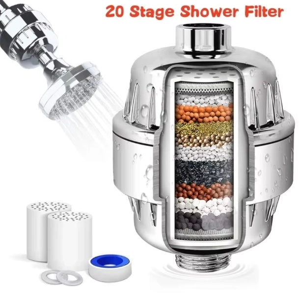 15-Stage Shower Filter – Remove Chlorine, Fluoride & Heavy Metals