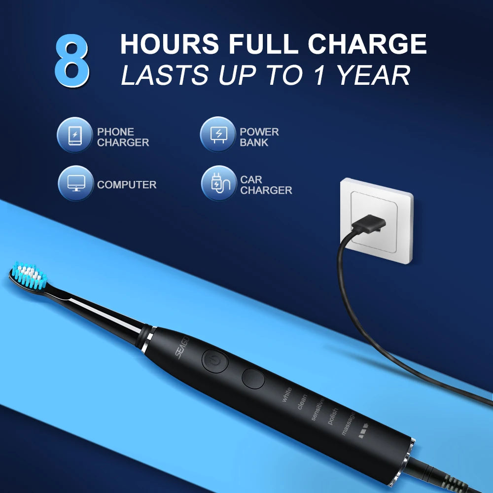 Seago Electric Toothbrush SG-575 – 360-Day Battery, IPX7 Waterproof
