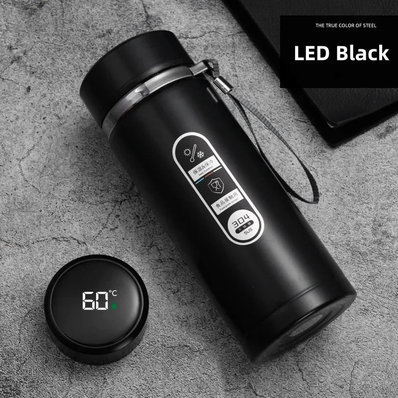 SoftAura Insulated Thermos Bottle – LED Temperature Display | 500ml & 1L