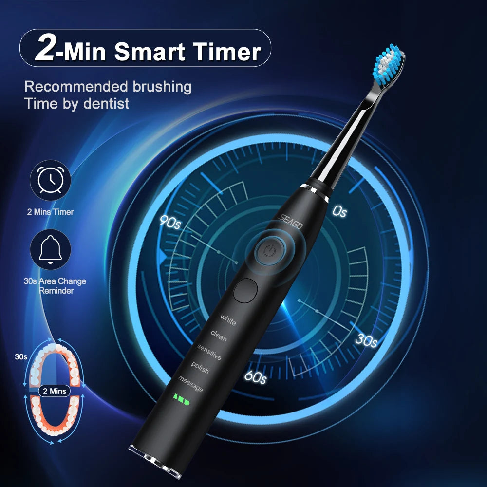 Seago Electric Toothbrush SG-575 – 360-Day Battery, IPX7 Waterproof